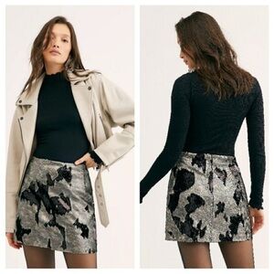 Free People FP-ONE Two Tone Camo Sequin Mini Skirt